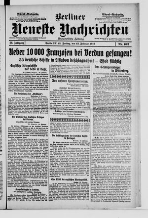 Berliner Neueste Nachrichten on Feb 25, 1916