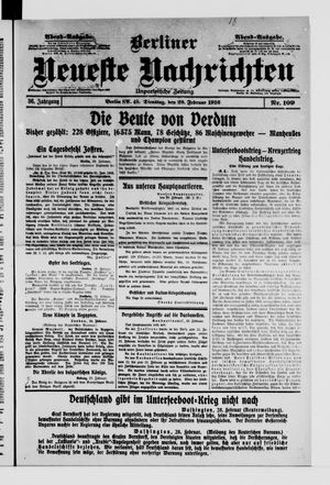 Berliner neueste Nachrichten vom 29.02.1916