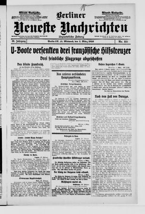Berliner Neueste Nachrichten vom 01.03.1916