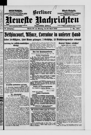 Berliner Neueste Nachrichten vom 10.04.1916