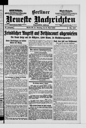 Berliner Neueste Nachrichten vom 11.04.1916