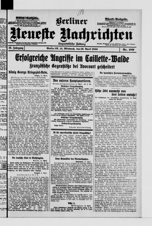 Berliner Neueste Nachrichten vom 12.04.1916