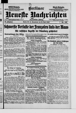 Berliner Neueste Nachrichten vom 15.04.1916