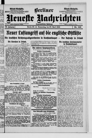 Berliner Neueste Nachrichten vom 27.04.1916
