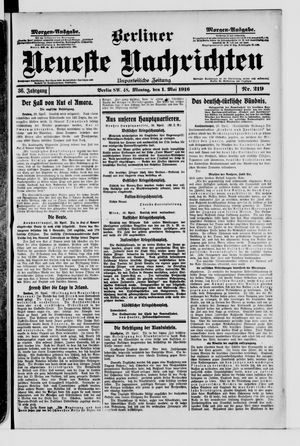Berliner Neueste Nachrichten on May 1, 1916