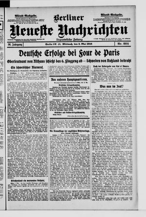 Berliner Neueste Nachrichten on May 3, 1916