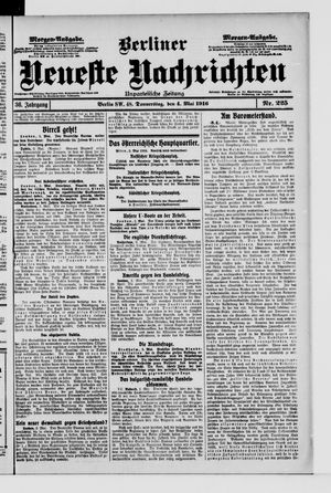 Berliner Neueste Nachrichten vom 04.05.1916