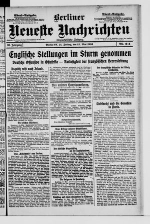 Berliner Neueste Nachrichten vom 12.05.1916