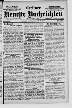 Berliner Neueste Nachrichten vom 17.05.1916