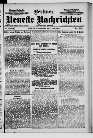 Berliner Neueste Nachrichten vom 27.05.1916