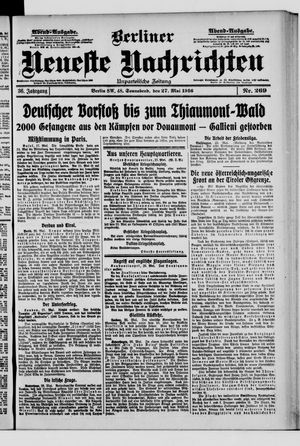 Berliner Neueste Nachrichten on May 27, 1916
