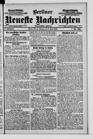 Berliner Neueste Nachrichten vom 09.06.1916