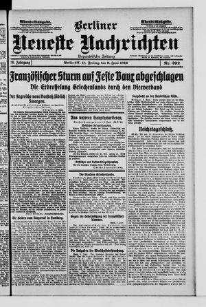 Berliner Neueste Nachrichten vom 09.06.1916