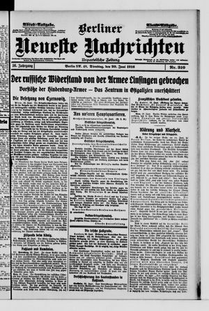 Berliner Neueste Nachrichten vom 20.06.1916