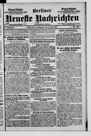 Berliner Neueste Nachrichten vom 21.06.1916