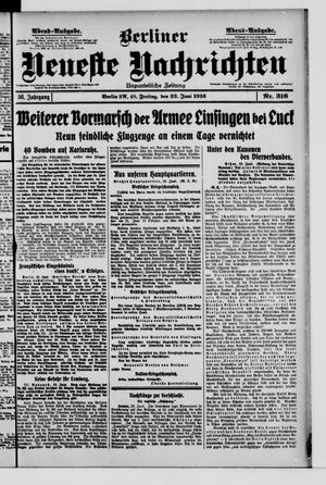 Berliner Neueste Nachrichten on Jun 23, 1916