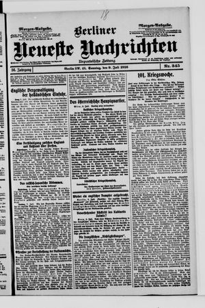 Berliner Neueste Nachrichten vom 09.07.1916