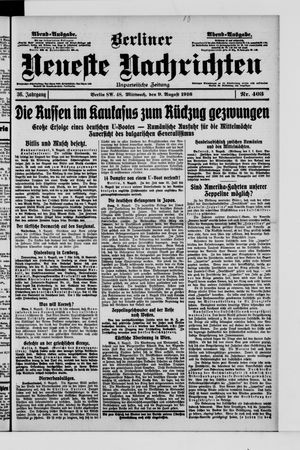 Berliner Neueste Nachrichten vom 09.08.1916