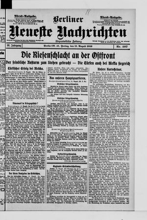 Berliner Neueste Nachrichten on Aug 11, 1916
