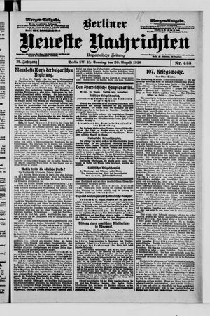 Berliner Neueste Nachrichten vom 20.08.1916
