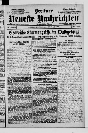 Berliner Neueste Nachrichten vom 23.08.1916