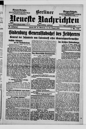 Berliner Neueste Nachrichten vom 30.08.1916