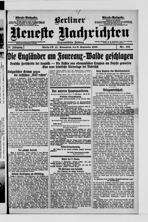 Berliner Neueste Nachrichten vom 09.09.1916