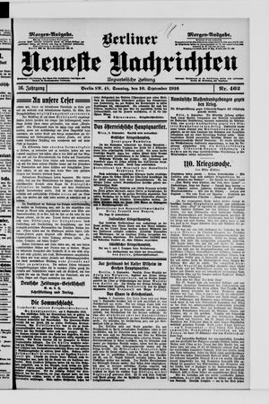 Berliner Neueste Nachrichten on Sep 10, 1916