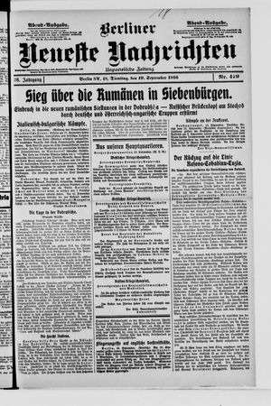 Berliner Neueste Nachrichten vom 19.09.1916