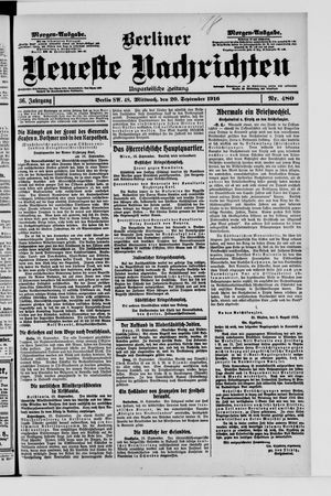 Berliner Neueste Nachrichten vom 20.09.1916