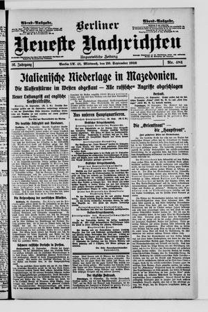 Berliner Neueste Nachrichten vom 20.09.1916