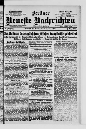 Berliner Neueste Nachrichten vom 26.09.1916