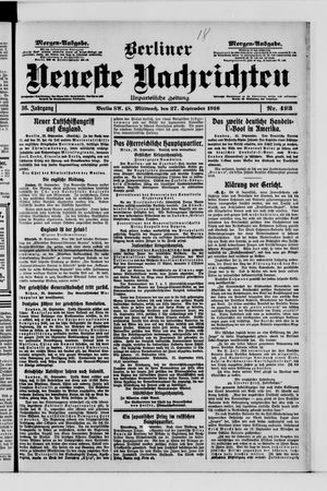 Berliner Neueste Nachrichten vom 27.09.1916