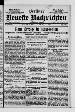 Berliner Neueste Nachrichten vom 27.09.1916