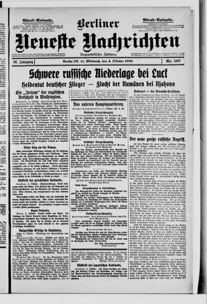 Berliner Neueste Nachrichten vom 04.10.1916