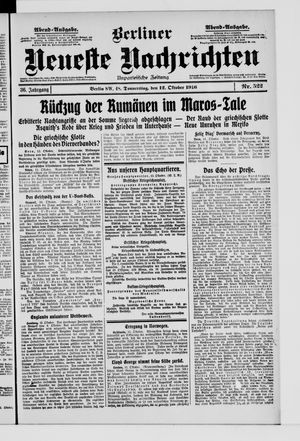 Berliner Neueste Nachrichten vom 12.10.1916