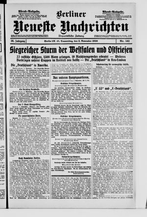 Berliner Neueste Nachrichten vom 02.11.1916