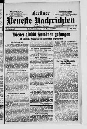 Berliner Neueste Nachrichten vom 08.12.1916