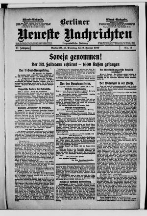 Berliner Neueste Nachrichten vom 02.01.1917