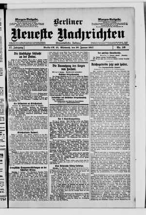 Berliner neueste Nachrichten on Jan 10, 1917