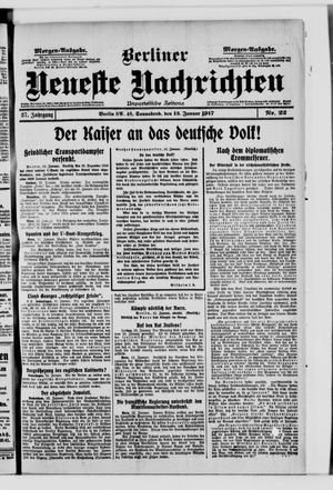 Berliner neueste Nachrichten vom 13.01.1917