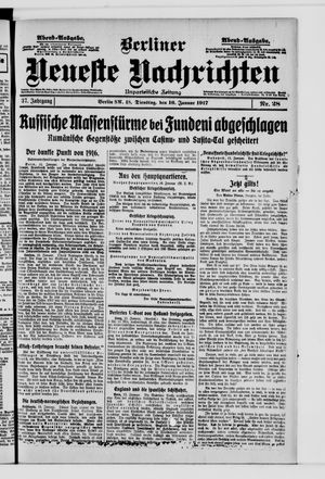 Berliner neueste Nachrichten on Jan 16, 1917