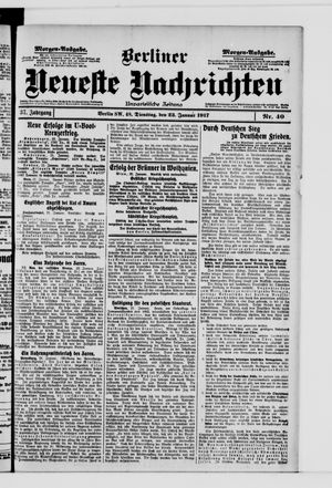 Berliner neueste Nachrichten vom 23.01.1917