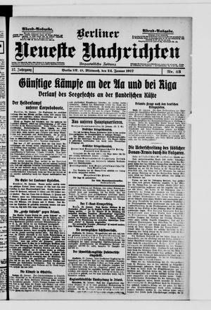 Berliner neueste Nachrichten vom 24.01.1917