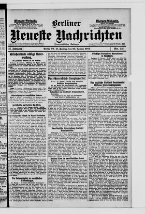 Berliner neueste Nachrichten on Jan 26, 1917
