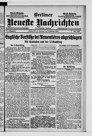 Berliner neueste Nachrichten vom 02.02.1917