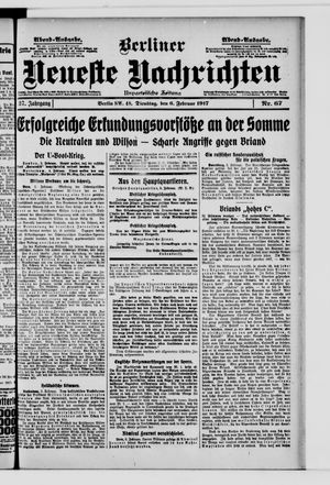 Berliner neueste Nachrichten vom 06.02.1917