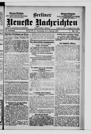 Berliner neueste Nachrichten on Feb 8, 1917