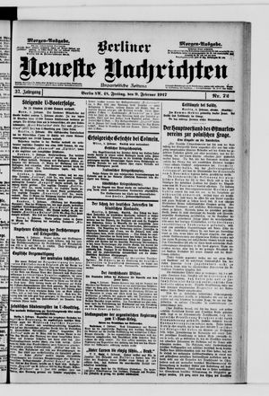 Berliner Neueste Nachrichten vom 09.02.1917
