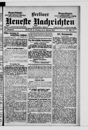 Berliner neueste Nachrichten on Feb 11, 1917